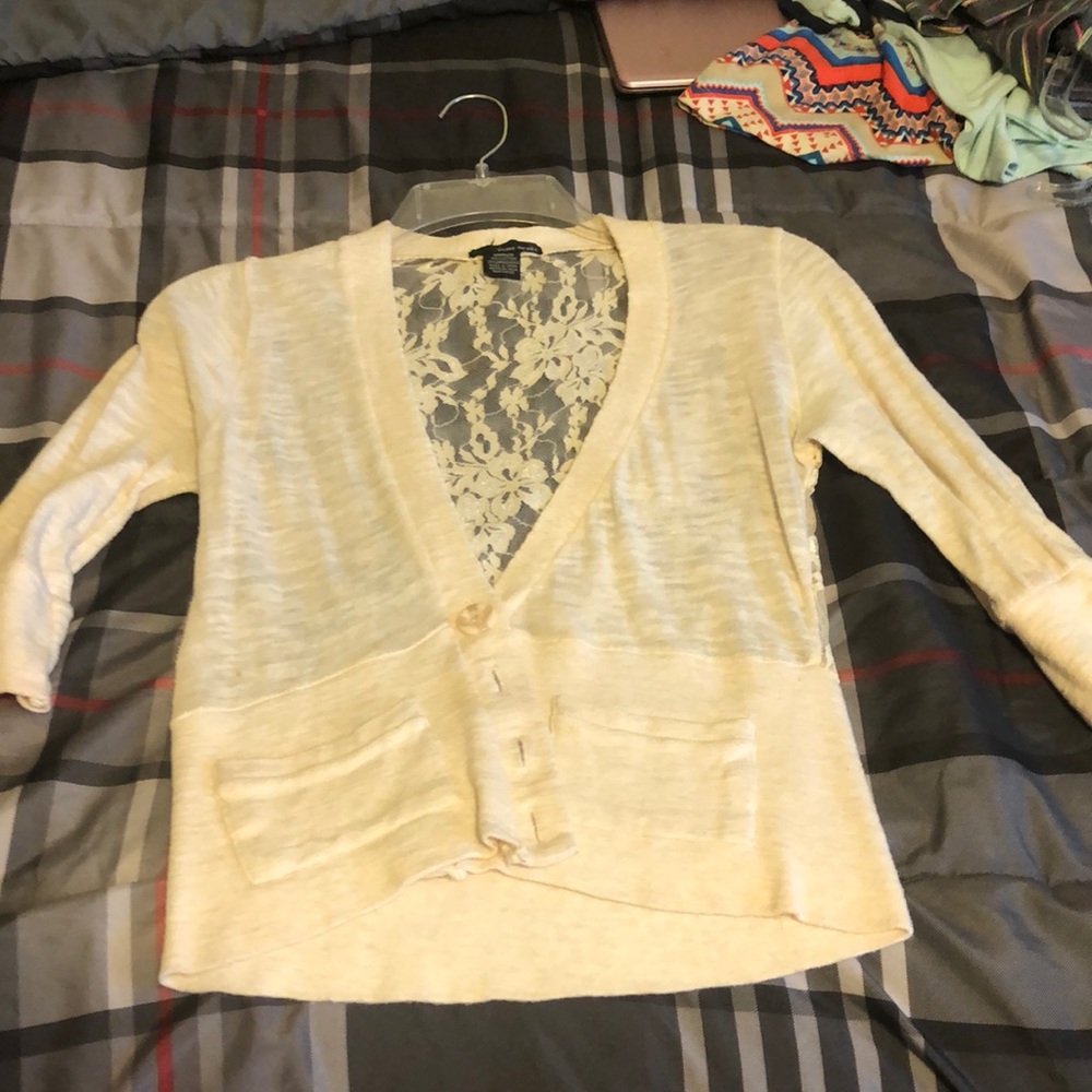 Lace back sweater